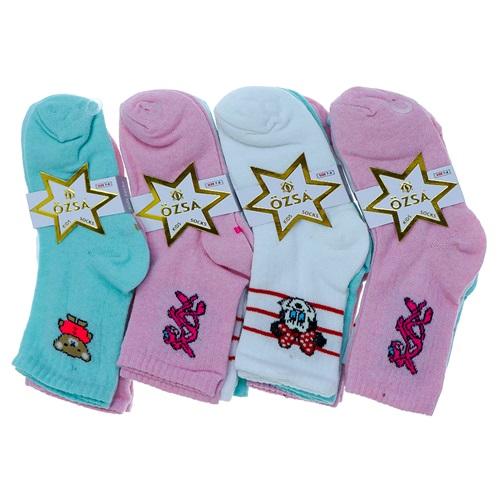 Özsa 2042 Kız Çocuk Likralı Desenli Kolej Çorap - Karışık Fosforlu - 9-10 YAŞ