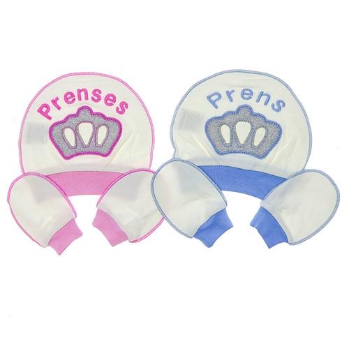 Babba Baby 0028 Bebe Coton Prens Ve Prenses Nakışlı 12 Li Bere Eldiven 0-1 Yaş - Karışık Renk - 0-1 YAŞ - 39978-Karışık Renk -0-1 YAŞ