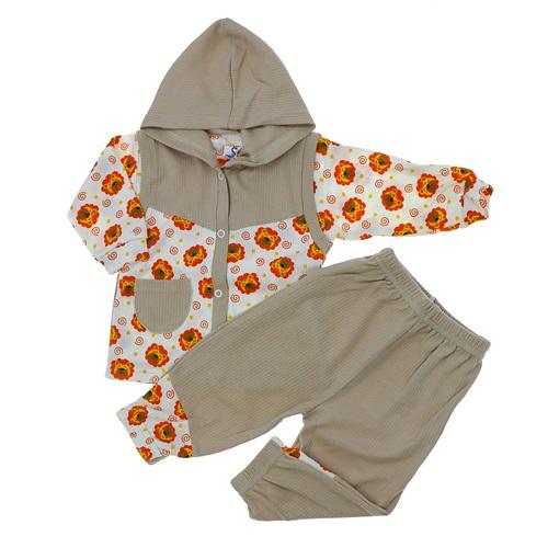 Çağkon 2033Erkek Çocuk Penye Aslanlı Kapşonlu Yelekli 3 lü Takım 1 Yaş