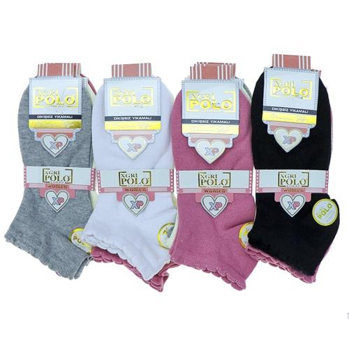 XGRİ Polo B-87 Bayan Dikişsiz Yıkamalı Kokulu Patik Çorap - Karışık Renk - ASORTİ
