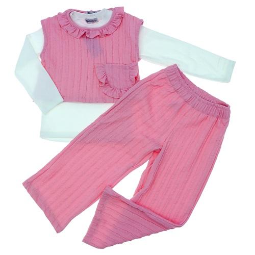 Rengoo 5094 Kız Çocuk Bubble Fırfırlı Cep Detaylı 3 Lü Takım 3-10 Yaş