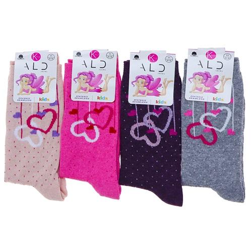 Kald 8904 Kız Çocuk Kompak Cotton Dikşsiz Soket Çorap - Karışık Renk - 9-10 YAŞ