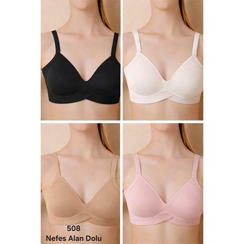 F.K 508 Bayan Dolgusuz Lazer Kesim Sütyen 80-95 - 40954-Ekru-80-95