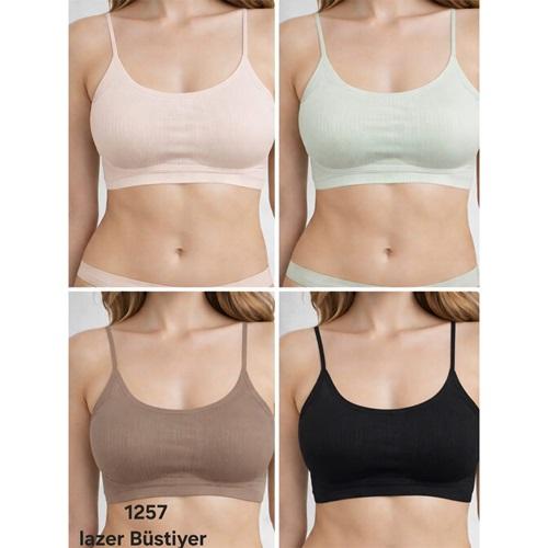 F.K 1257 Bayan Betli Geçmeli Lazer Kesim Sütyen S-XL