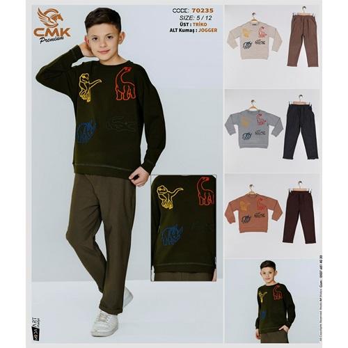 CMK KIDS 70235 Erkek Çocuk 2 İp Sevimli Hayvanlar Nakışlı 3 Lü Takım 5-12 Yaş