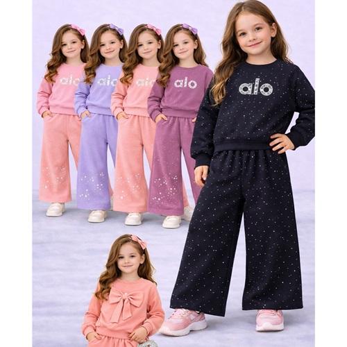 Minika Çocuk 2 İplık Alo Taşlı Sıfır Yakalı Uzun Kol Takım 6-10 Yaş - 40965-Karışık Renk -6-10 YAŞ