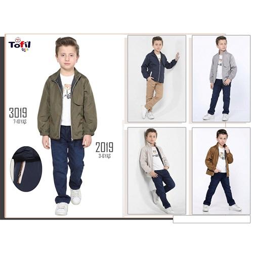 Tofil Kids 3019 Erkek Çocuk Mamory Kumaş Fermuarlı Kot Pantoln 3 Lü Takım 7-10 Yaş - 40983-Karışık Renk -7-10 YAŞ