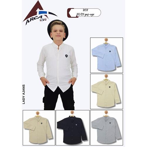 Arca Kids 707 Erkek Üçgen Arma Uzun Kol Gömlek 10-15 Yaş