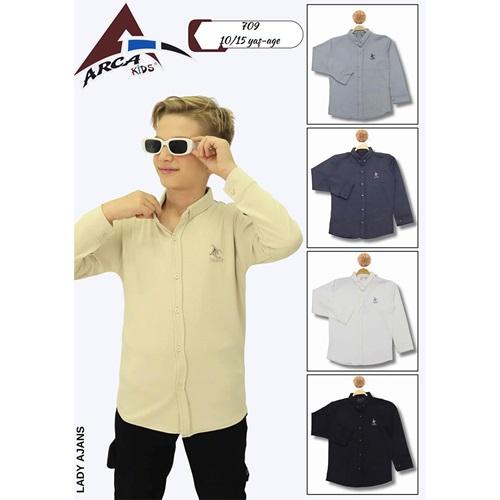 Arca Kids 709 Erkek Oysho Ac Nakışlı Uzun Kol Gömlek 10-15 Yaş