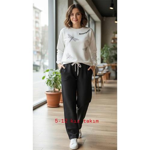 Bıcır Lıfe Kız Çocuk Taşlı Kelebek Nakışlı Sıfır Yaka 2 Li Takım 5-8 Yaş