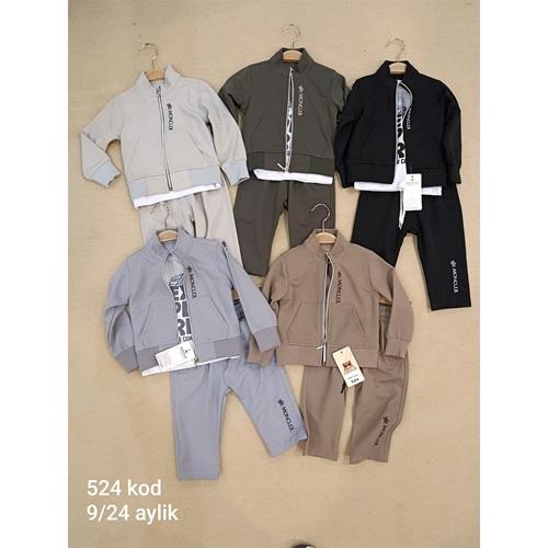 Coolix 524 Erkek Çocuk Moncler Nakışlı Jogger 3 lü Takım 9-24 Ay - 41023-Karışık Renk -9-24 AY