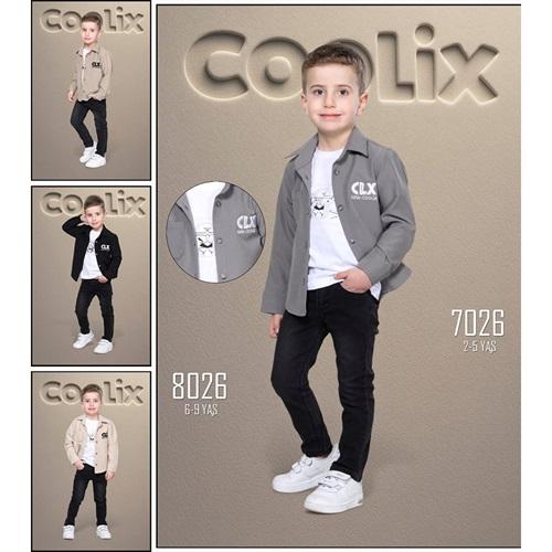 Coolix 7026 Erkek Çocuk Jogger Gömlek CLX Nakışlı 3 lü Takım 2-5 Yaş - 41024-Karışık Renk -2-5 YAŞ