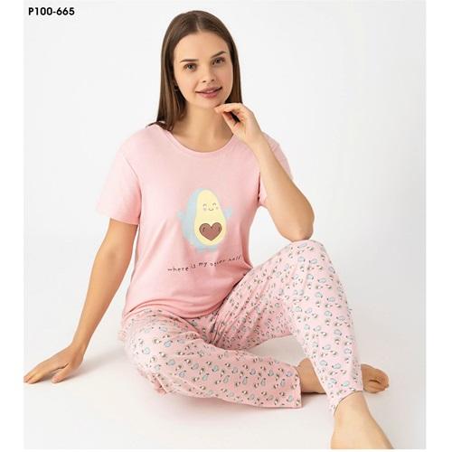 Sude P100-665 Bayan Modal Desenli Kısa Kol Pijama Takımı M-2XL