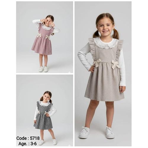 Lupita 5718 Kız Çocuk Fisto Yakalı Jile Elbise 3-6 Yaş - Karışık Renk - 3-6 YAŞ