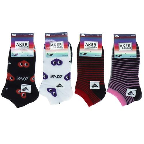 Aker Bayan Desenli Likralı Patik Çorap