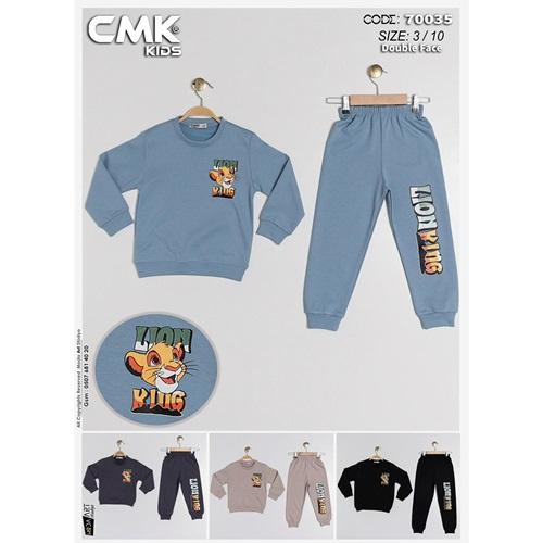 CMK KIDS 70035 Erkek Çocuk 2 İp Sevimli Aslan Baskılı Takım 3-10 Yaş