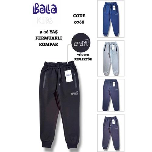Bala 0768 Erkek Çocuk Kompak Penye Belıeve Baskılı Ribana Paça Eşofman Alt 9-12 Yaş