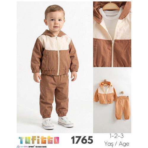Tufitto 1765 Erkek Bebe Gabardin Kapşonlu Ceket 3 Lü Takım 9-24 Ay