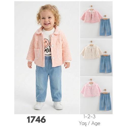 Tufitto 1746 Kız Çocuk Müslin Montlu 3Lü Takım 1-3 Yaş
