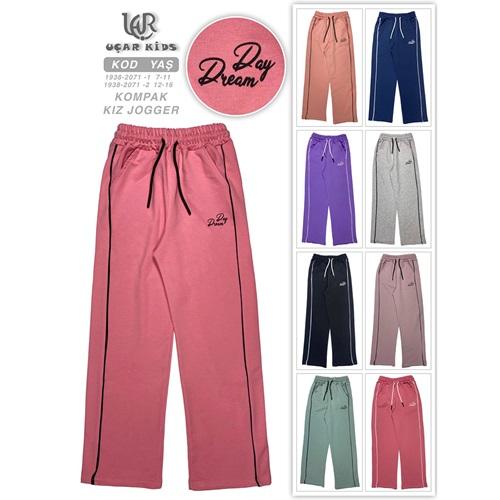 Uçar 2071-2 Kız Çocuk Kompak Day Dream Baskılı Geniş Paça Eşofman Alt 12-16 Yaş