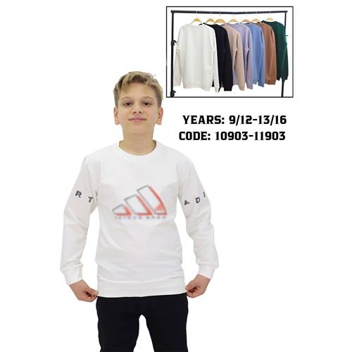 Adidas 11903 Erkek Çocuk 2 İplik Çift Kol Adidas Baskılı Sweat 13-16 Yaş