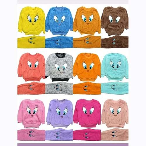 1470 Kız Nakışlı Peluşlu 2li Takım 6 - 24 Ay