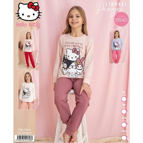 Hello Kitty 6540 Kız Çocuk Penye Likralı Hello Kitty Baskılı Pijama Takımı 3-6 Yaş - Karışık Renk - 3-6 YAŞ