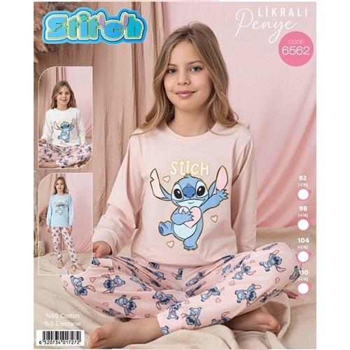 Stitch 6562 Kız Çocuk Penye Likralı Stich Baskılı Pijama Takımı 3-6 Yaş - Karışık Renk - 3-6 YAŞ