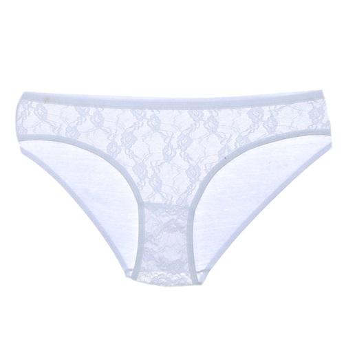 Seramony B-235 Bayan Penye Likralı Dantelli Bikini Külot - Beyaz - L