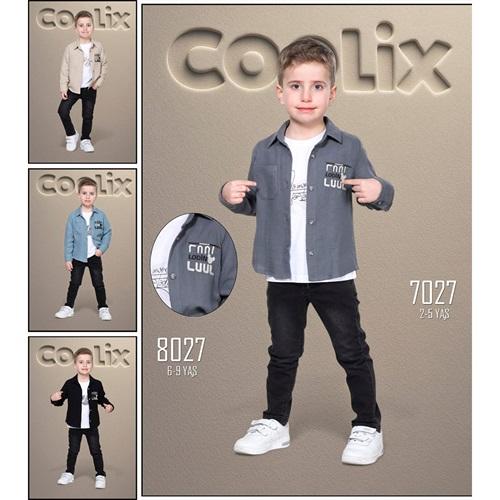 Coolix 7027 Erkek Çocuk Jogger Cep Lodin Nakışlı Gömlek 3 lü Takım 2-5 Yaş - Karışık Renk - 2-5 YAŞ
