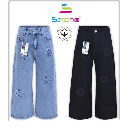Sercino 57393 Kız Çocuk Pamuklu Çiçek Aplike Nakışlı Geniş Paça Kot Pantolon 6-10 Yaş - Karışık Renk - 6-10 YAŞ