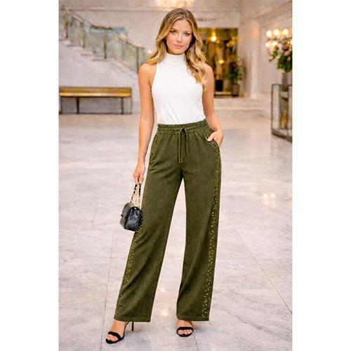 Elit Lıfe 154 Bayan Elmas Kumaş Bol Paça Şeritli Eşofman Alt S-2XL