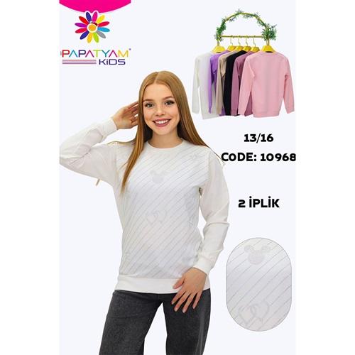 Papatyam Kids 10968 Kız Çocuk Taş Mickey Mouse Nakışlı Sıfır Yaka Sweat 13-16 Yaş - Karışık Renk - 13-16 YAŞ