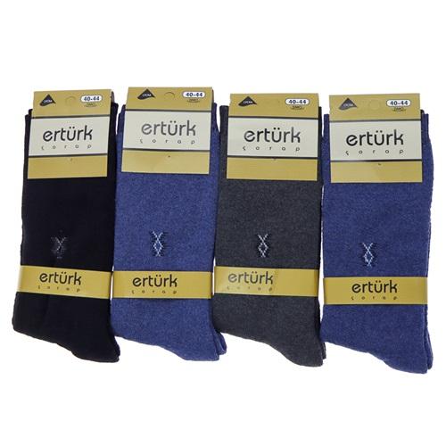 Ertürk 7053 Erkek Likralı Desenli Havlu Soket Çorap - Karışık Renk - ASORTİ