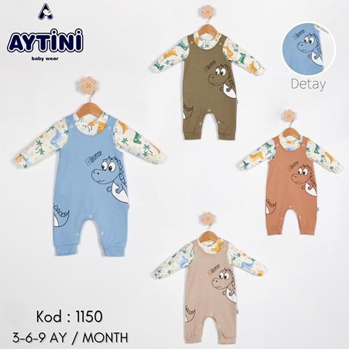 Aytini 1150 Erkek Bebe Penye Sevimli Dinozor Baskılı Tulum 3-6-9 Ay - Karışık Renk - 3-6-9 AY