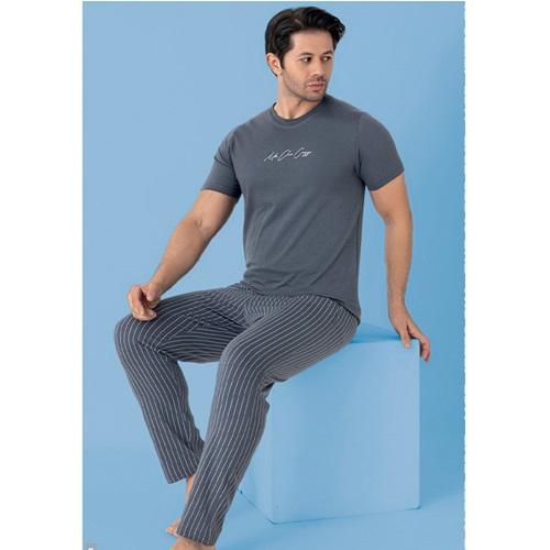 Tekten Fashion 7560 Erkek Penye Desenli Kısa Kol Pijama Takımı M-2XL - Karışık Renk - M-L-XL-2XL