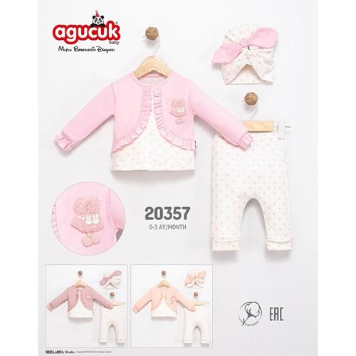 Agucuk Baby 20357 Kız Bebe Patiklisiz Şapkalı Takım 0-3 Ay - 41569-Karışık Renk -0-3 AY