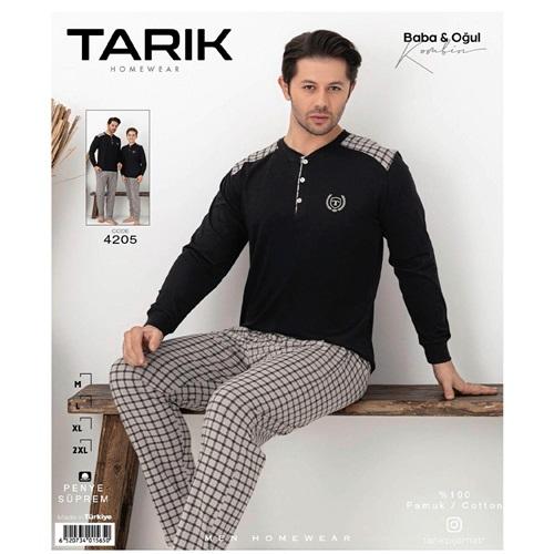 Tarık 4205 Erkek Penye Kare Desenli Uzun kol Pijama Takımı M-2XL - 41585-Karışık Renk -M-L-XL-2XL