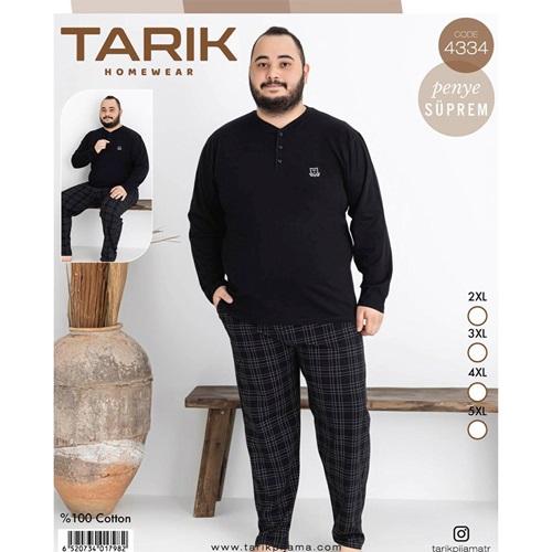 Tarık 4334 Erkek Penye Battal Ekose Uzun kol Pijama Takımı 2XL-5XL