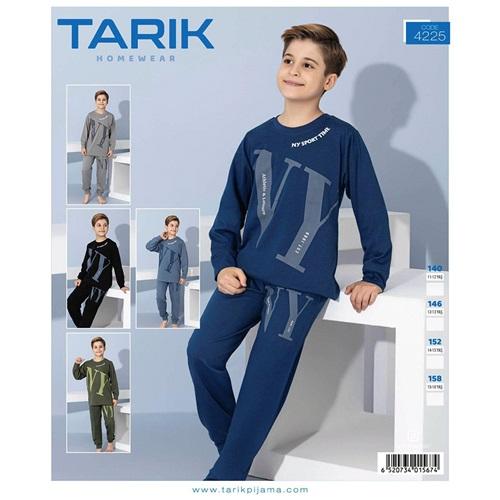 Tarık 4225 Erkek Çocuk Penye Gaz NY Baskılı Uzun Kol Pijama Takımı 11-15 Yaş