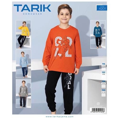 Tarık 4201 Erkek Çocuk Penye Garson Goal Baskılı Uzun Kol Pijama Takımı 6-10 Yaş