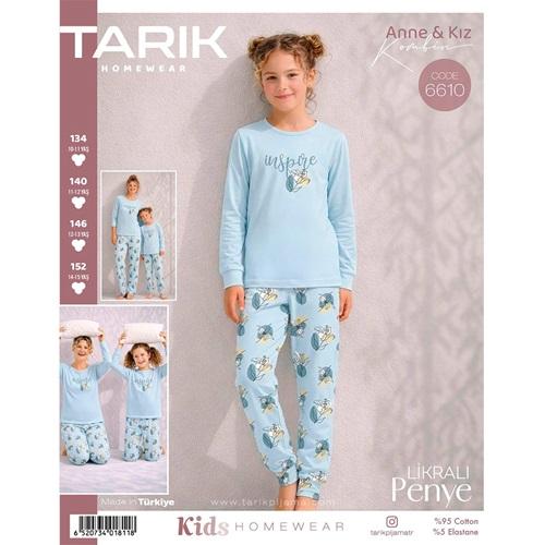 Tarık 6610 Kız Çocuk Penye Ges İnspire Baskılı Uzun Kol Pijama Takımı 10-15 Yaş