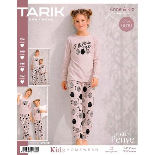 Tarık 6619 Kız Çocuk Penye Ges Surrise Baskılı Uzun Kol Pijama Takımı 10-15 Yaş