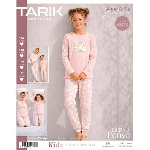 Tarık 6613 Kız Çocuk Penye Ges Cool Care Baskılı Uzun Kol Pijama Takımı 10-15 Yaş