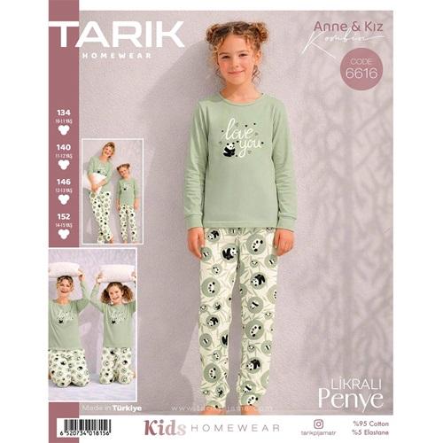 Tarık 6616 Kız Çocuk Penye Ges Love You Panda Baskılı Uzun Kol Pijama Takımı 10-15 Yaş
