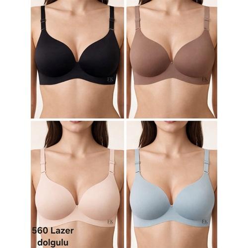F.K 560 Bayan Lazer Kesim Balensiz Destekli Sütyen 80-90 - Siyah - 80-85-90