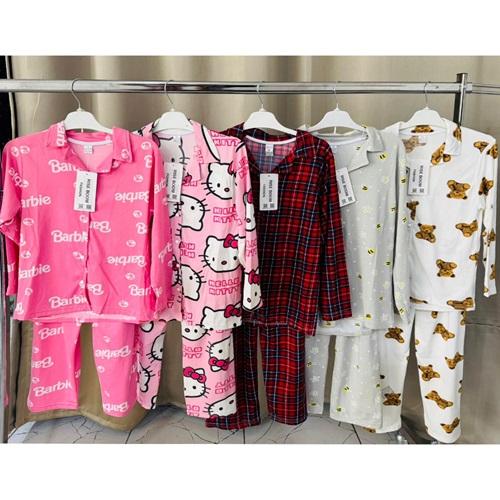 Rıse Boom Fashıon Çocuk Milan Desenli Boydan Düğmeli Uzun Kol Pijama Takımı 13-16 Yaş