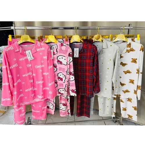 Rıse Boom Fashıon Bayan Milan Desenli Boydan Düğmeli Kısa Kol Pijama Takımı M-2XL