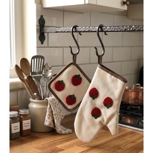 Kasso Home Krc2350 Keten Punç Nakışlı Tutacak Eldiven