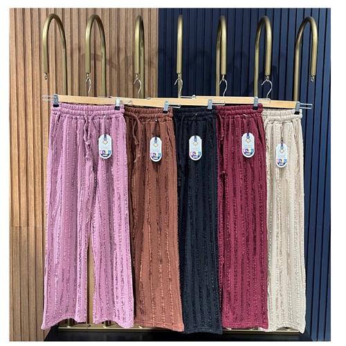 Polentarz 4354 Bayan Fırfırlı Kumaş Geniş Paçalı Tek Alt S-2XL